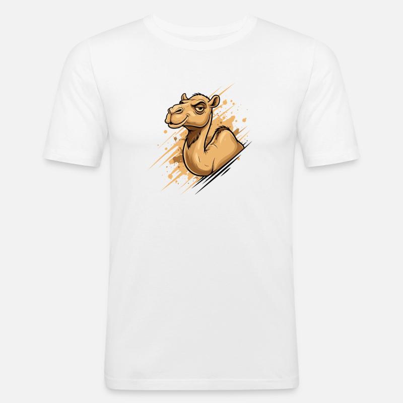 Kamel Karikatur Spritz-Splash - Männer Slim Fit T-Shirt - Weiß
