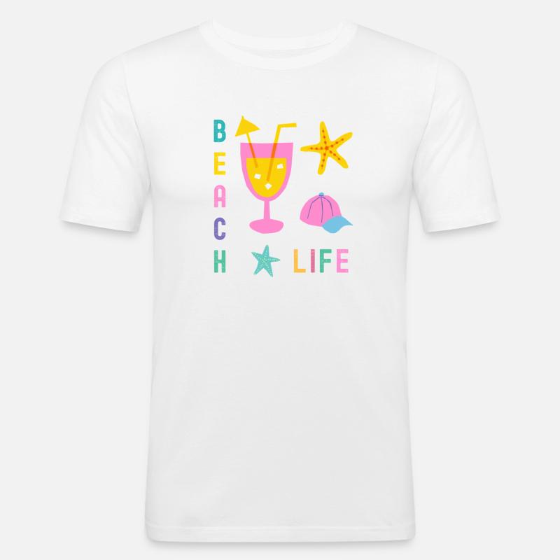 Beach Life Sommer Style - Männer Slim Fit T-Shirt - Weiß