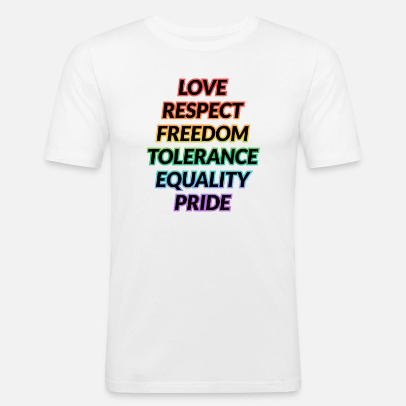 Pride Rainbow Values Tee - Männer Slim Fit T-Shirt - Weiß