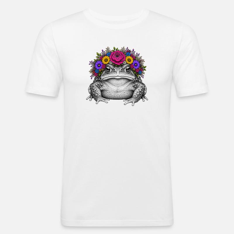 Toad with flower crown - Men's Slim Fit T-Shirt - white