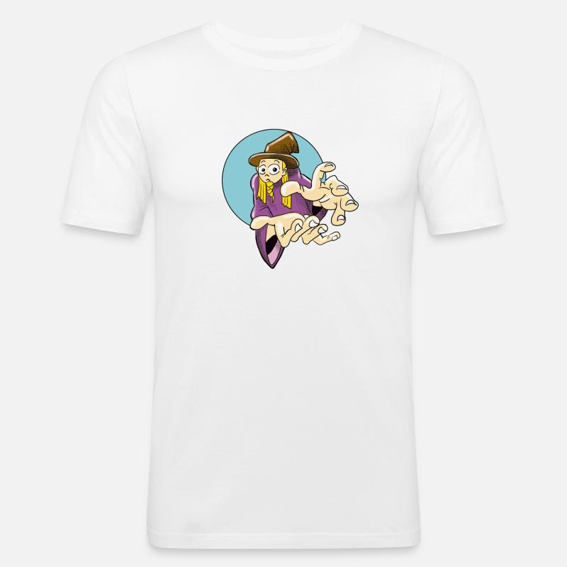 Fordernder Zauberer Illustration - Männer Slim Fit T-Shirt - Weiß