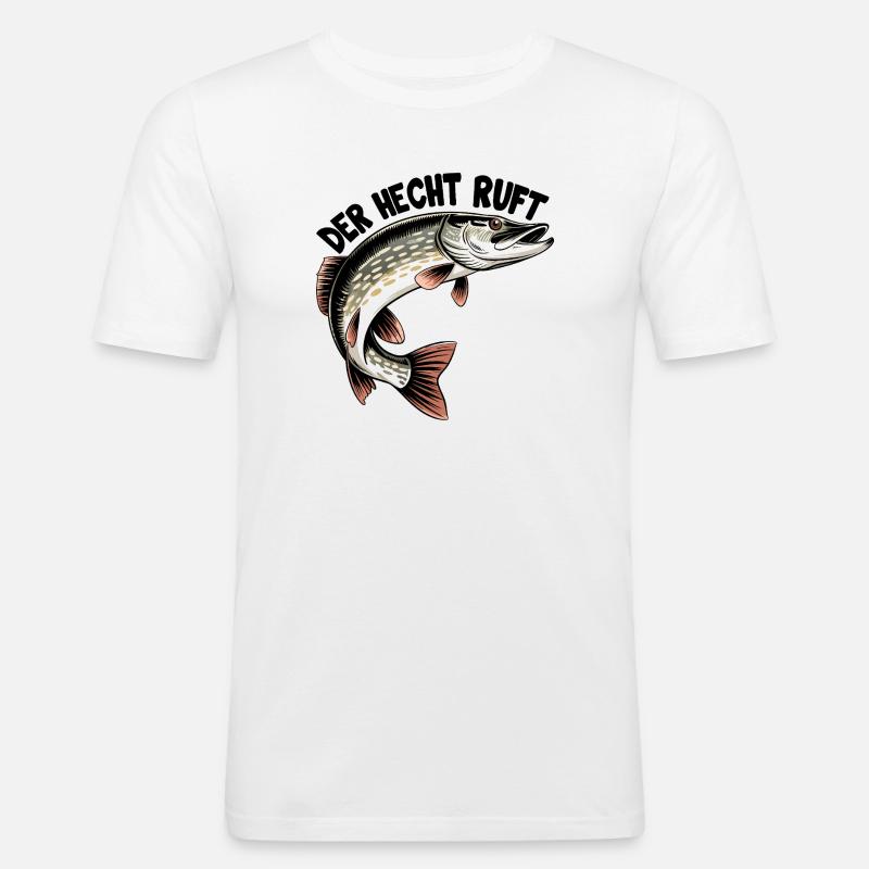 Der Hecht ruft! - Männer Slim Fit T-Shirt - Weiß
