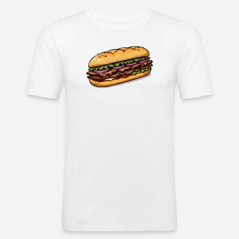 Sandwich Illustration - Männer Slim Fit T-Shirt - Weiß