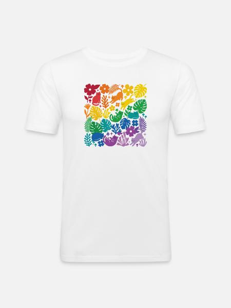 LGBT-Pride-Monat – Regenbogenkatzen und Blumen - Männer Slim Fit T-Shirt - Weiß