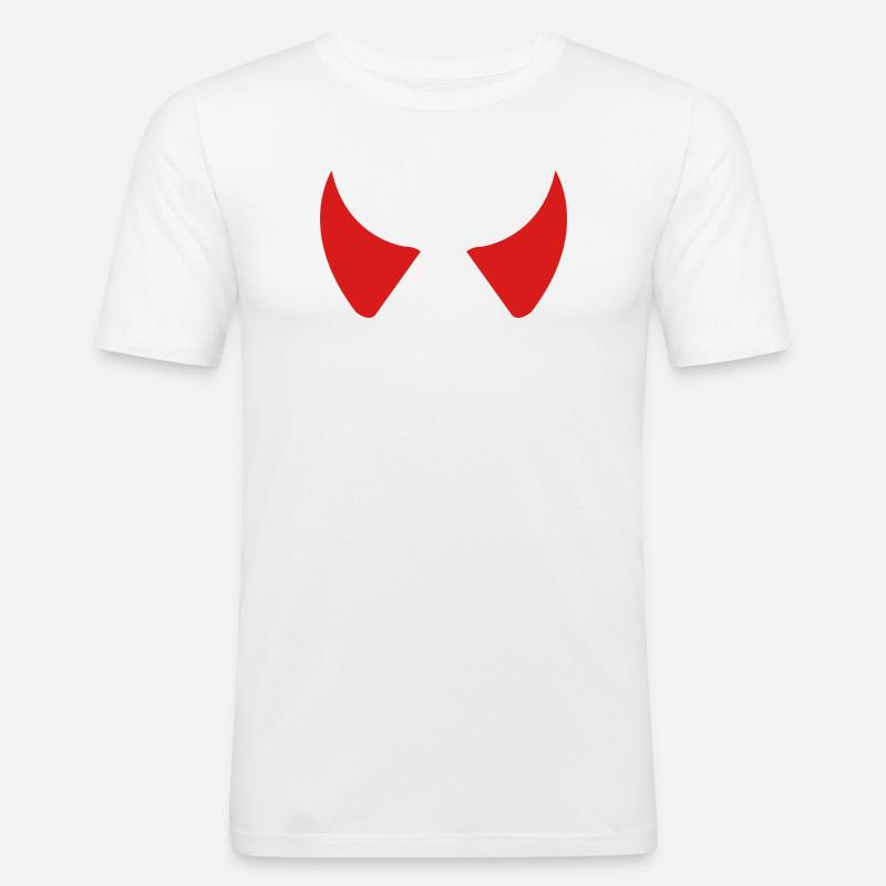 Cornes du Diable - T-shirt près du corps Homme - blanc