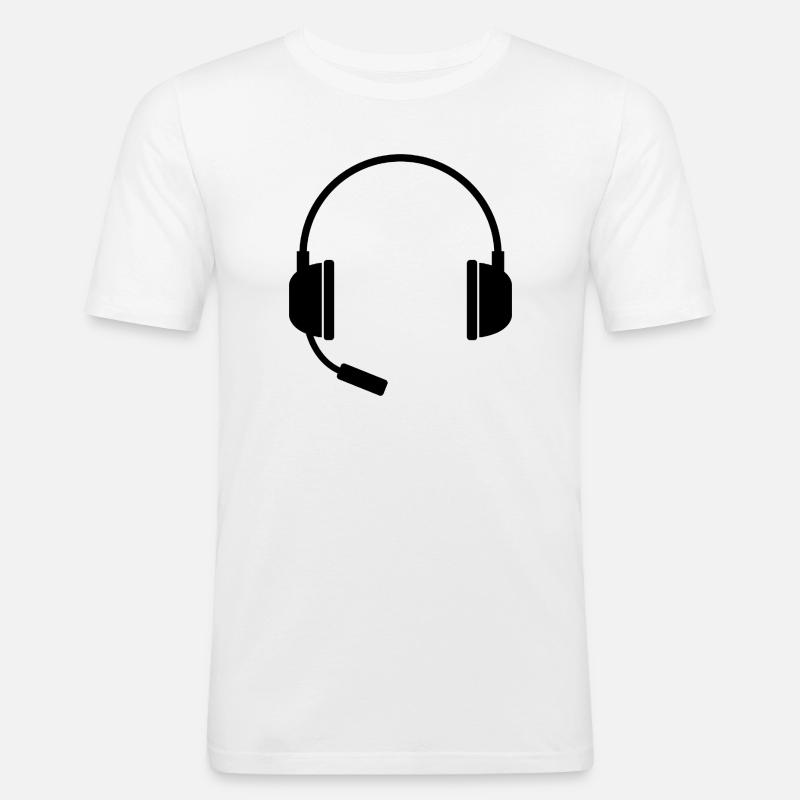 Headset With Microphone - Men's Slim Fit T-Shirt - white