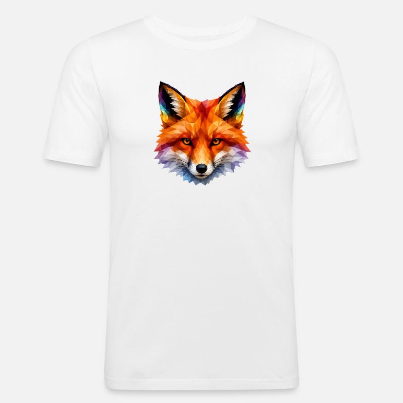 Farbiger Polygonfuchs Kopf - Männer Slim Fit T-Shirt - Weiß