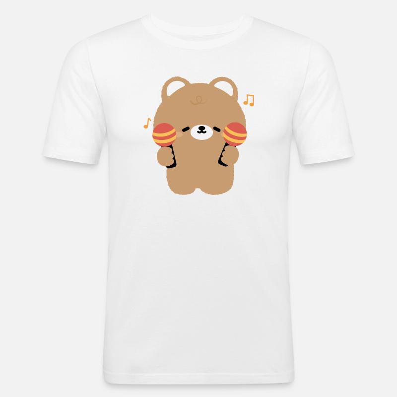 Bear Maraca Beat - Männer Slim Fit T-Shirt - Weiß