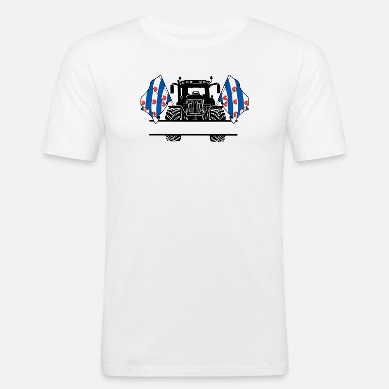 Friesland_Tractor_Custom_Edition - Männer Slim Fit T-Shirt - Weiß