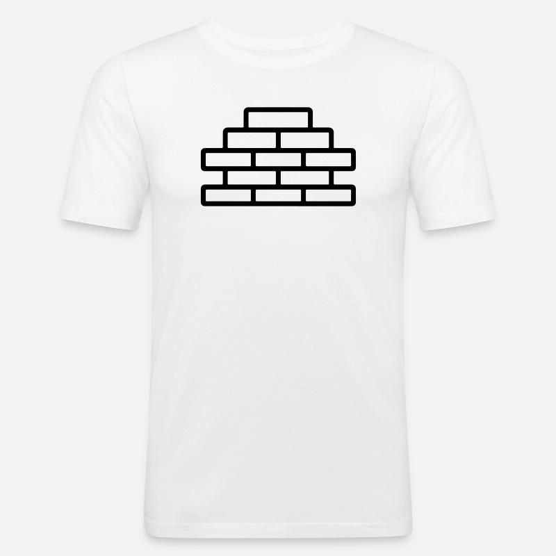 brique - T-shirt près du corps Homme - blanc