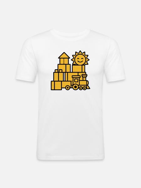 Building Blocks Railway Toys - Men's Slim Fit T-Shirt - white
