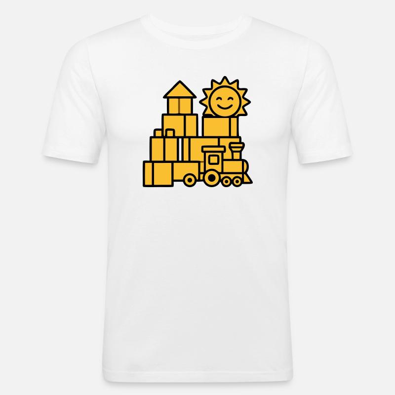 Jouets ferroviaires Blocs de construction - T-shirt près du corps Homme - blanc