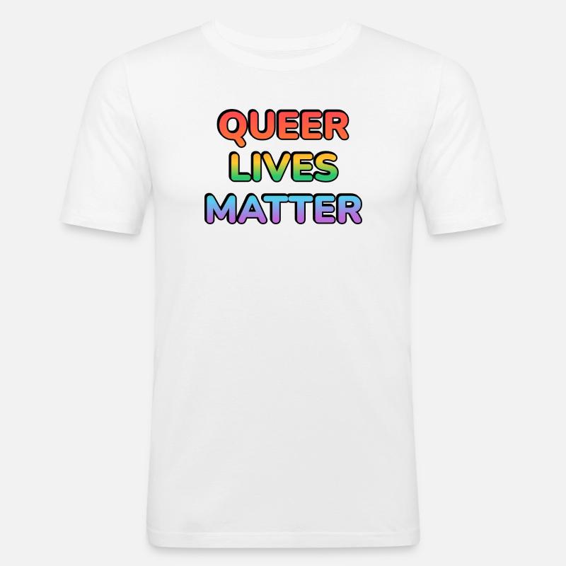 Queer Lives Matter Regenbogen - Männer Slim Fit T-Shirt - Weiß