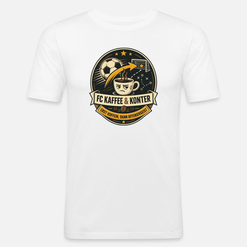 FC Kaffee & Konter - Männer Slim Fit T-Shirt - Weiß