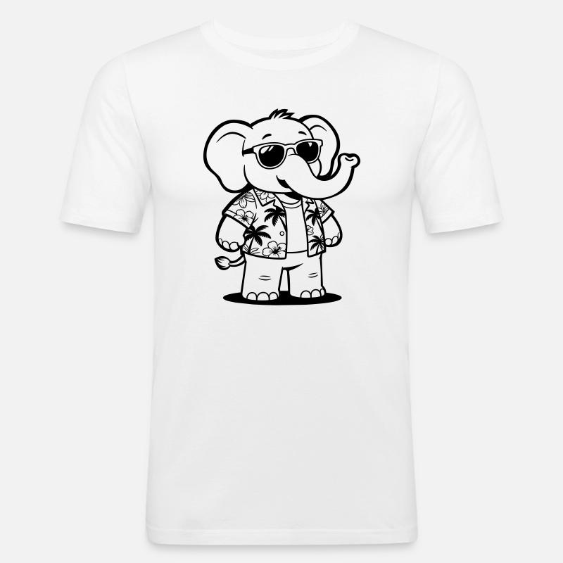 Elefantenurlaub - Männer Slim Fit T-Shirt - Weiß