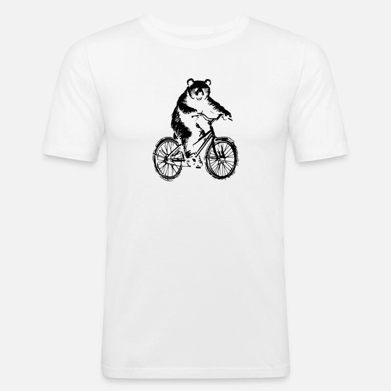 Fahrrad Bär - Männer Slim Fit T-Shirt - Weiß