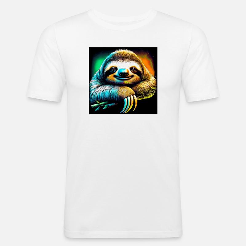 Faultier - Männer Slim Fit T-Shirt - Weiß