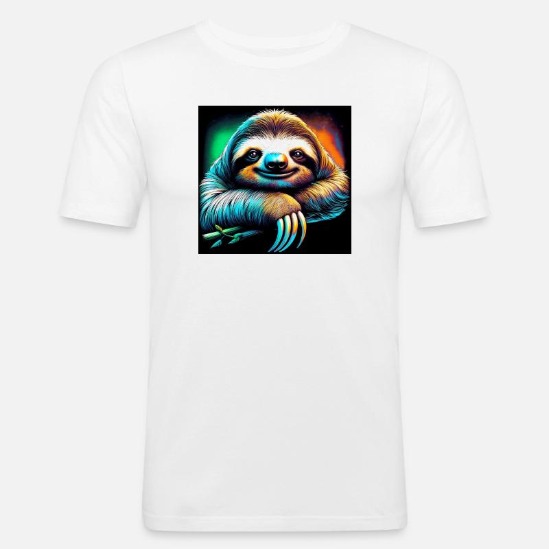 Faultier - Männer Slim Fit T-Shirt - Weiß