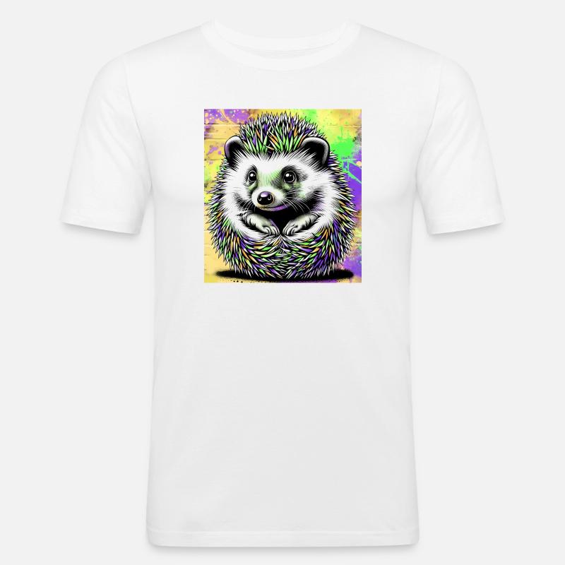 Igel - Männer Slim Fit T-Shirt - Weiß