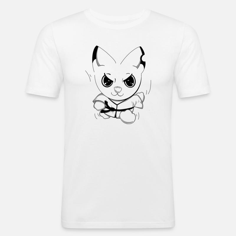 Karateeee - Männer Slim Fit T-Shirt - Weiß