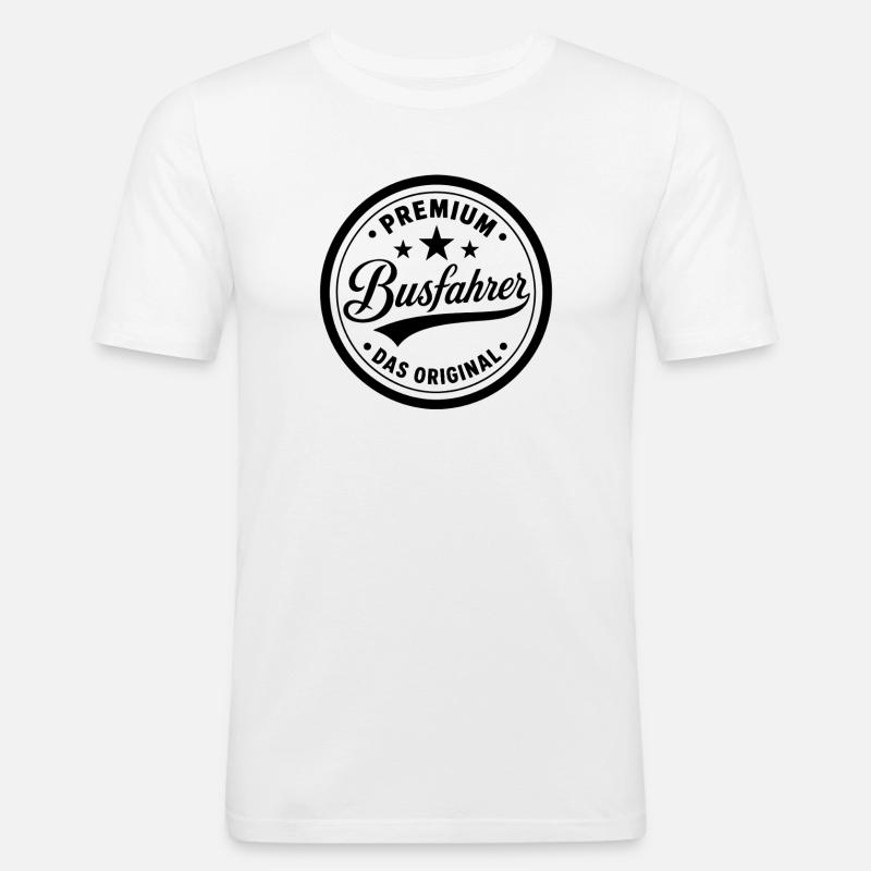 Premium Siegel Busfahrer Original Berufe  - Männer Slim Fit T-Shirt - Weiß