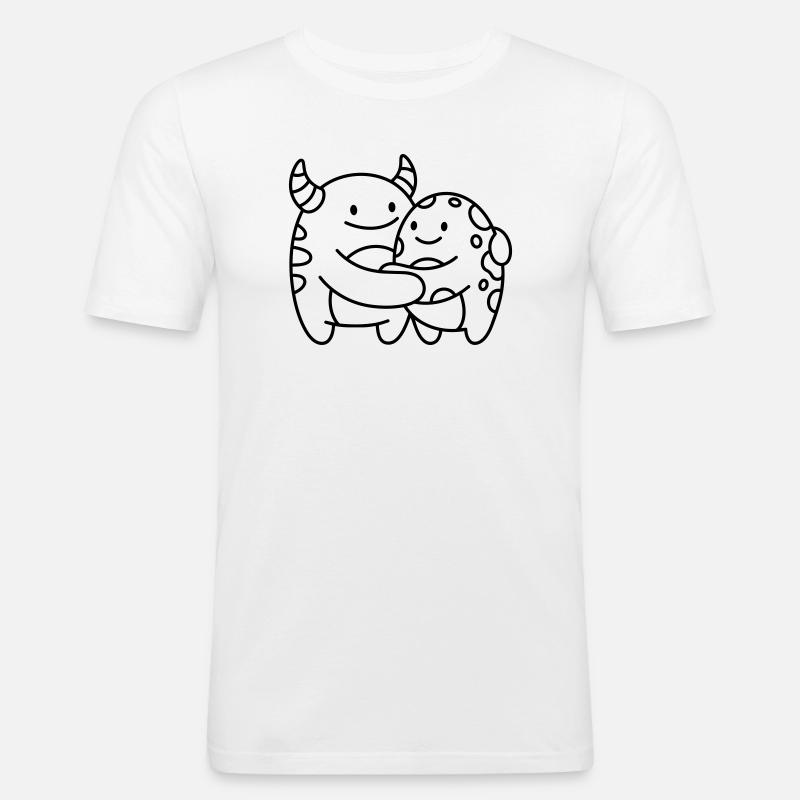 Monster - Männer Slim Fit T-Shirt - Weiß