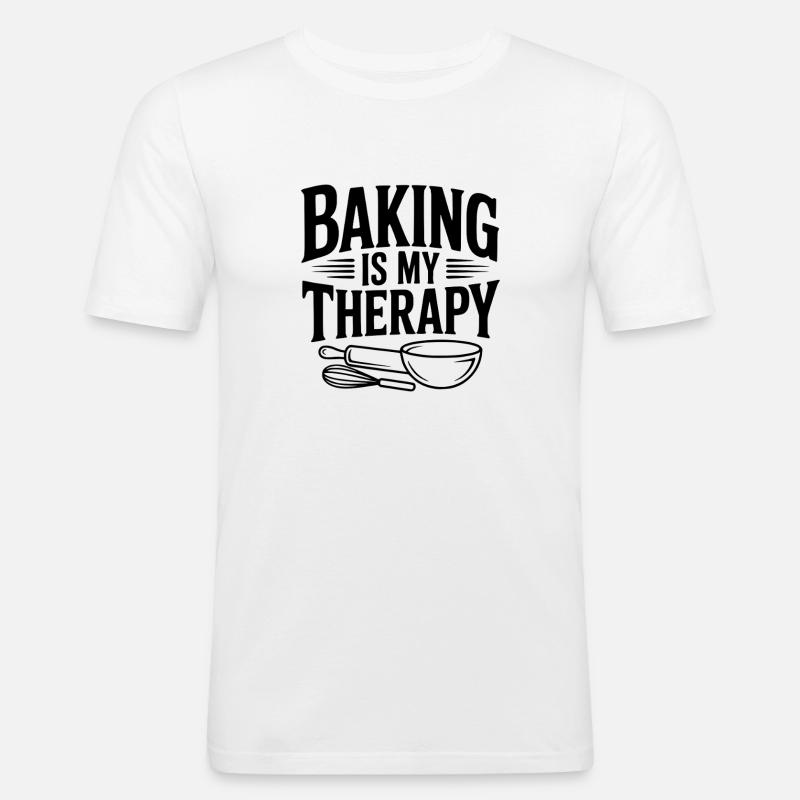 Baking Is My Therapy - Men's Slim Fit T-Shirt - white