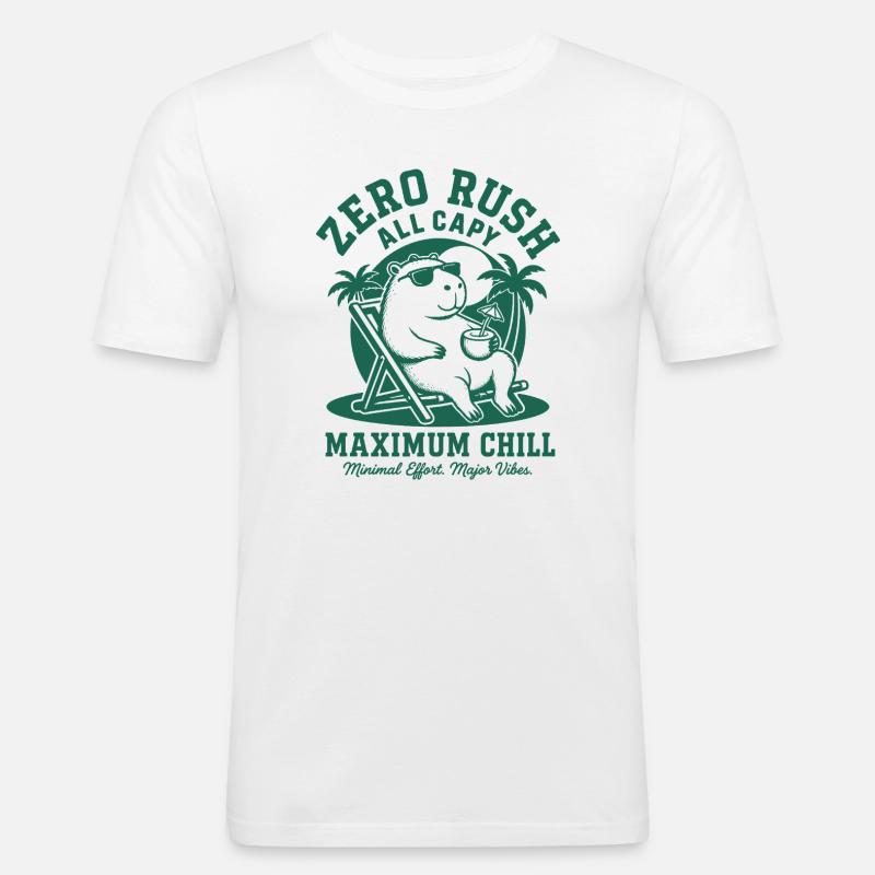Zero Rush Capybara Chill - Men's Slim Fit T-Shirt - white
