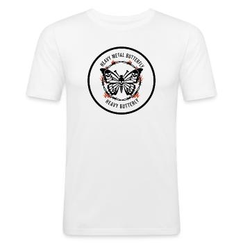 heavy Metal Falter Schädel-Design Butterfly - Männer Slim Fit T-Shirt - Weiß - Vorne - Nik (191cm)