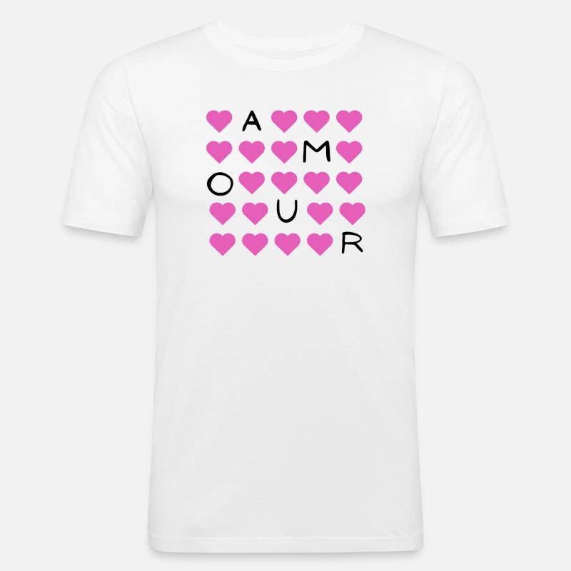 Pink Heart Grid Pattern - Men's Slim Fit T-Shirt - white