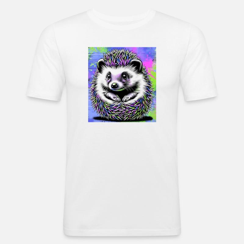 Igel - Männer Slim Fit T-Shirt - Weiß