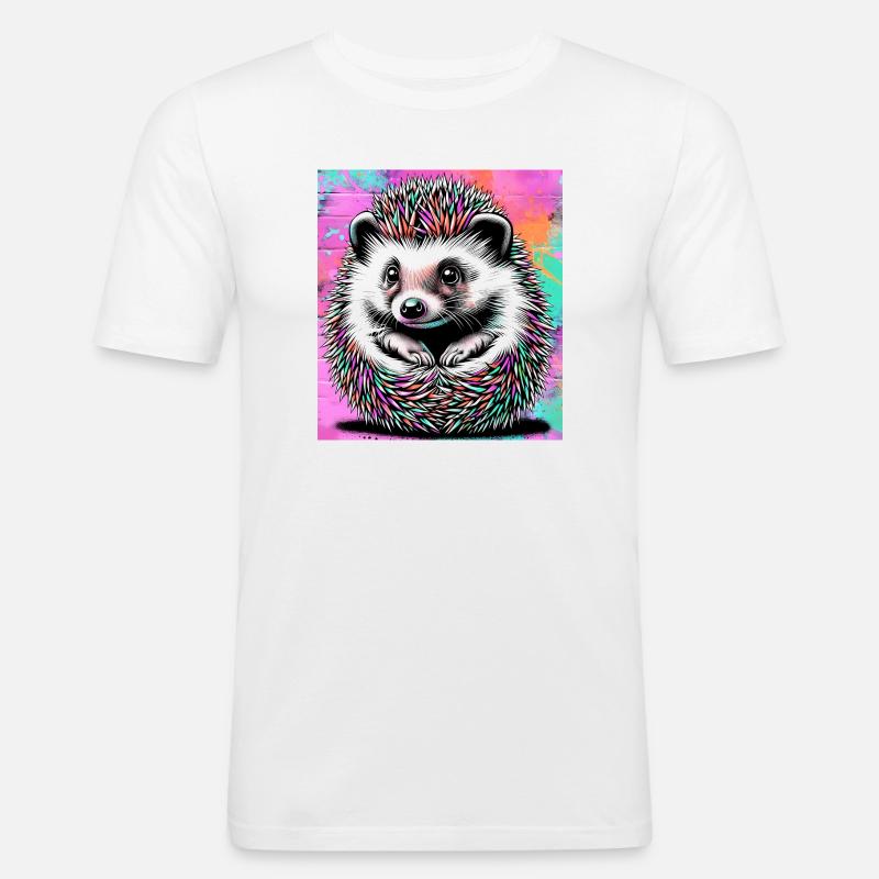 Igel - Männer Slim Fit T-Shirt - Weiß