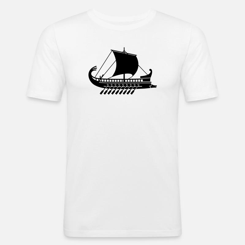 Griechisches Kriegsschiff - Männer Slim Fit T-Shirt - Weiß