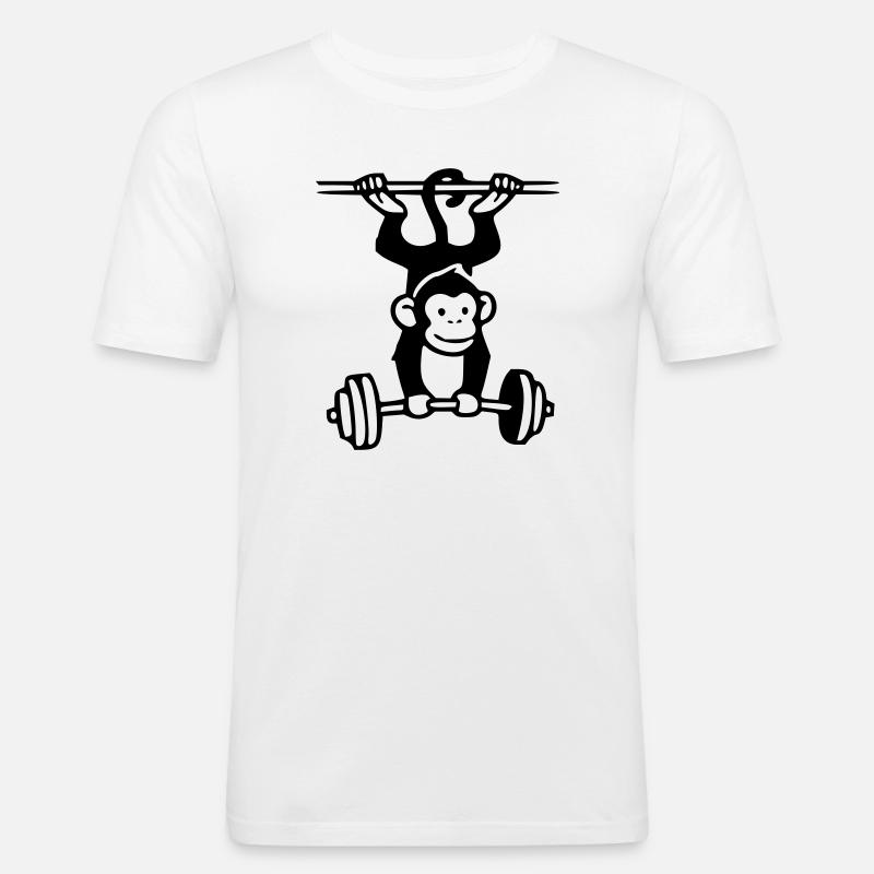 Primate Power - Gym Monkey - Men's Slim Fit T-Shirt - white
