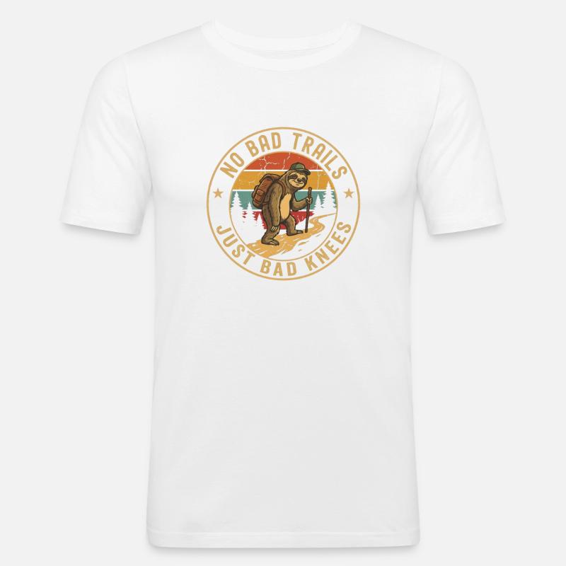 No Bad Trails Sloth Hiking Tee - Männer Slim Fit T-Shirt - Weiß