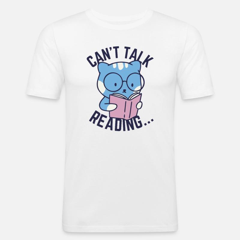 Kann nicht sprechen, lesen... - Männer Slim Fit T-Shirt - Weiß
