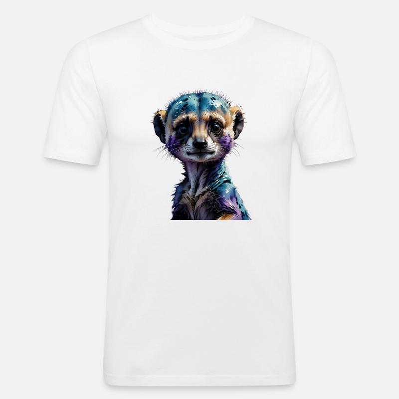 Buntes Erdmännchen Wasserfarben-Illustration - Männer Slim Fit T-Shirt - Weiß