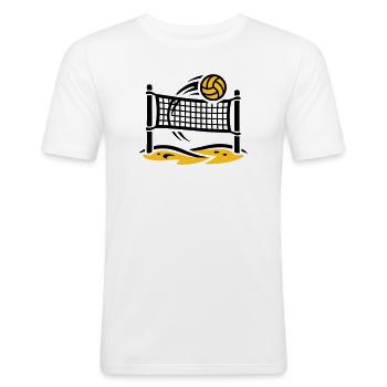Filet de beach-volley-ball Tournoi du club de sports de plage - T-shirt près du corps Homme - blanc - Devant - Nik (191cm)