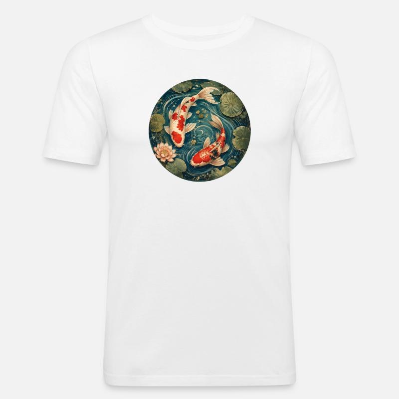 Koi Teich - Männer Slim Fit T-Shirt - Weiß