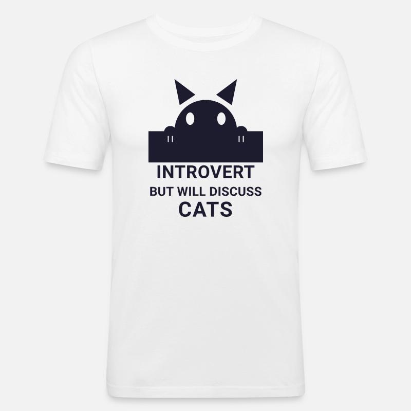 Introvertierter wird über Katzen sprechen - Männer Slim Fit T-Shirt - Weiß