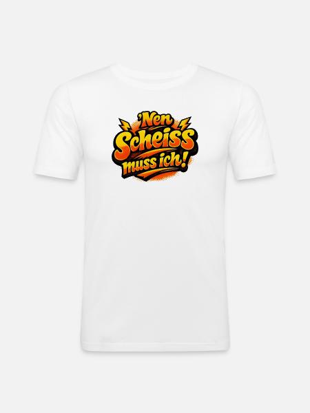 Nen Scheiss Muss ich retro comic - Men's Slim Fit T-Shirt - white