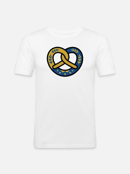 Pretzel Diamond Pattern Bavaria Volksfest Munich - Men's Slim Fit T-Shirt - white
