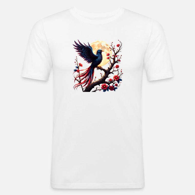 Lunar Blue Phoenix in Blühe - Männer Slim Fit T-Shirt - Weiß