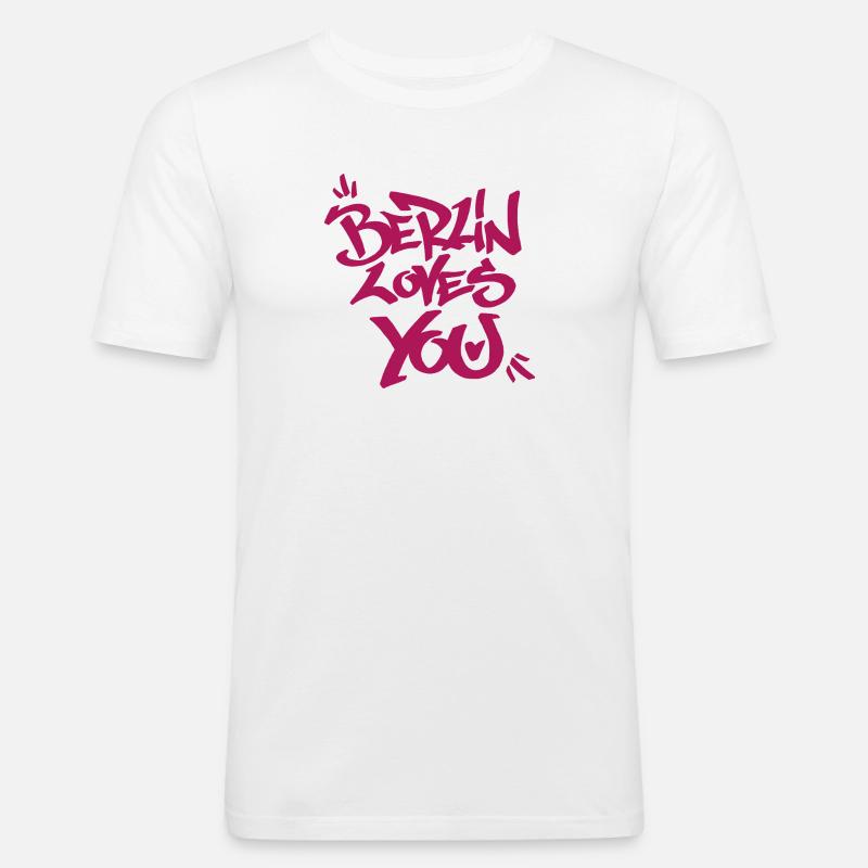 Berlin liebt dich Graffiti-Style - Männer Slim Fit T-Shirt - Weiß