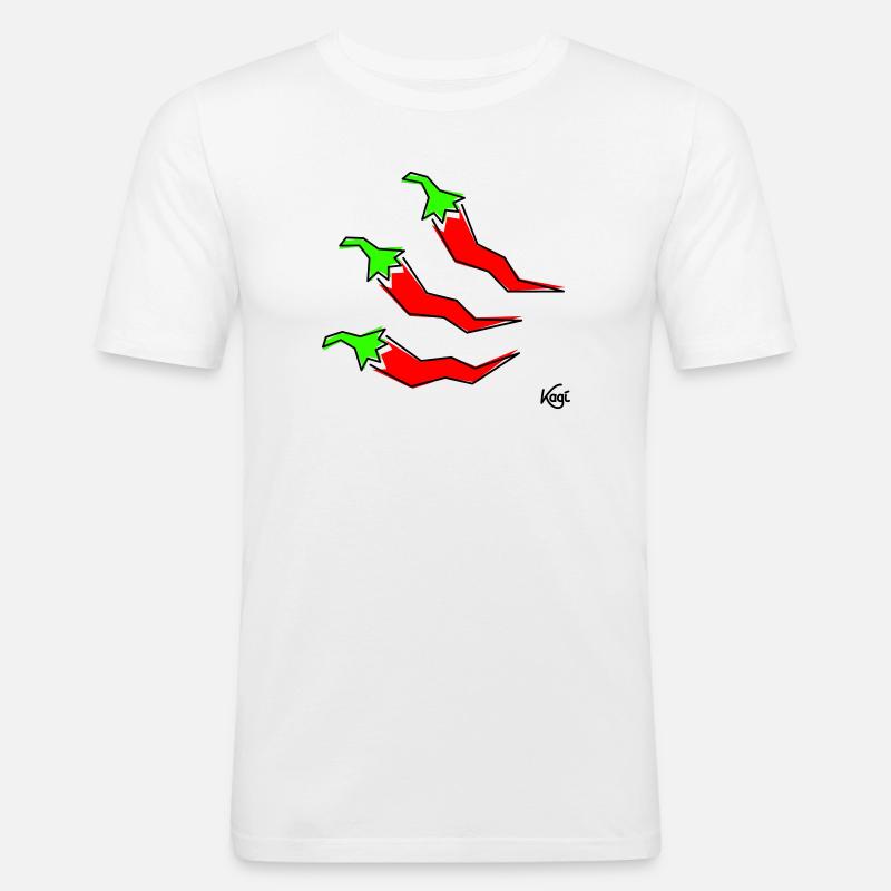 drei Pepperonis - Männer Slim Fit T-Shirt - Weiß