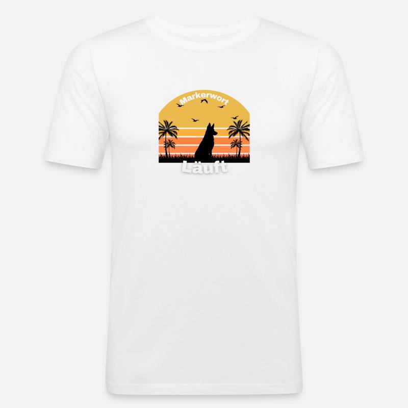 Exécution de mots de repère - T-shirt près du corps Homme - blanc