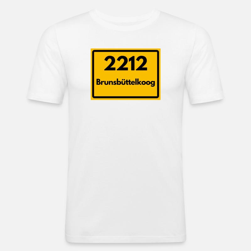 ALTE POSTLEITZAHL 2212 BRUNSBÜTTELKOOG - Männer Slim Fit T-Shirt - Weiß