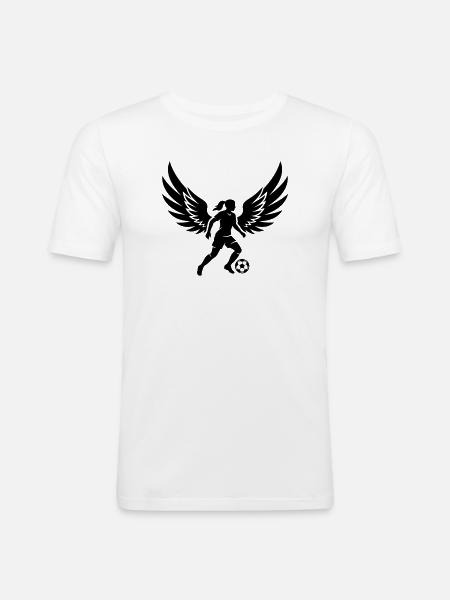 Fussballerin Fussball Silhouette - Männer Slim Fit T-Shirt - Weiß