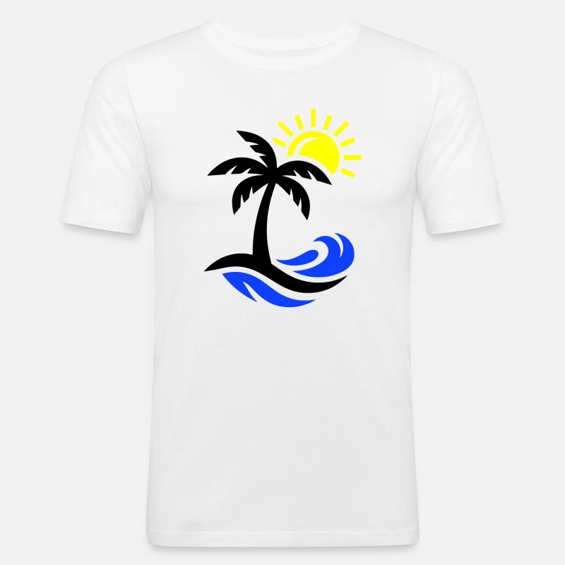 Palme Strand Ozean - Männer Slim Fit T-Shirt - Weiß