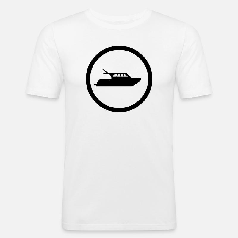 Motorboot - Männer Slim Fit T-Shirt - Weiß